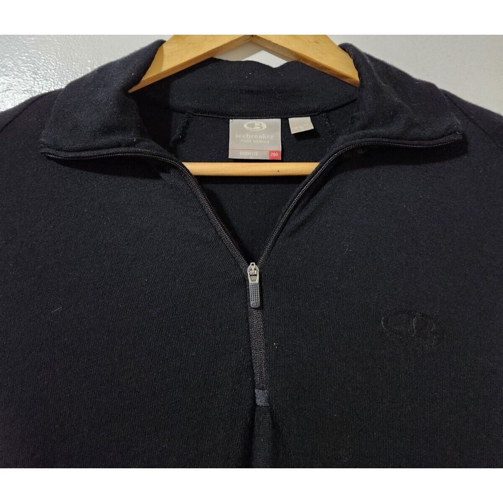 Icebreaker Mens M Slim BodyFit 260 Merino Wool Pullover 1/4 Zip Base Layer Top